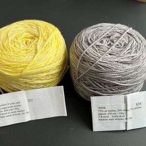 Two skeins of Periwinkle Sheep Merino fingering yarn